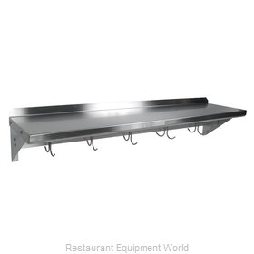 John Boos MENSL24-P Overshelf, Wall-Mounted With Pot Rack