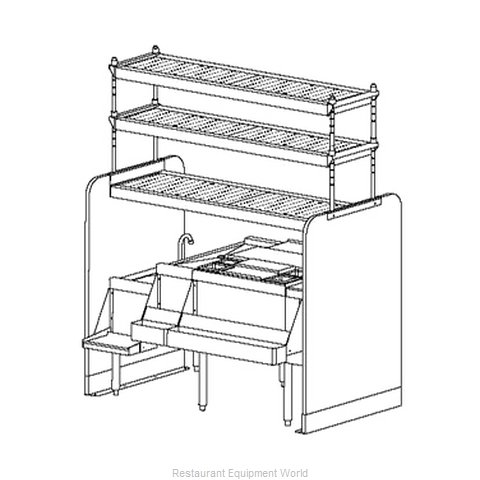 Perlick PTS54L-1-LF Underbar Ice Bin/Cocktail Station, Pass-Thru Combo