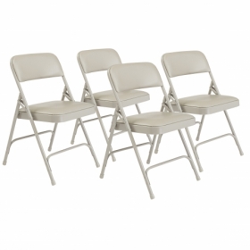 NPS® 1200 Series Premium Vinyl Upholstered Double Hinge Folding Chair, Warm Gre