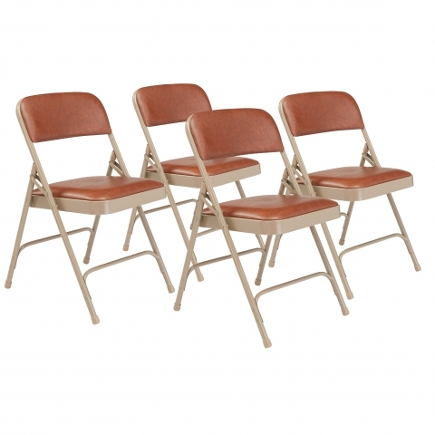 NPSÂ® 1200 Series Premium Vinyl Upholstered Double Hinge Folding Chair, Honey Br