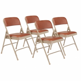 NPS® 1200 Series Premium Vinyl Upholstered Double Hinge Folding Chair, Honey Br