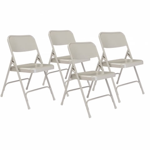NPSÂ® 200 Series Premium All-Steel Double Hinge Folding Chair, Grey (Pack of 4)