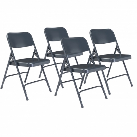 NPSÂ® 200 Series Premium All-Steel Double Hinge Folding Chair, Char-Blue (Pack o