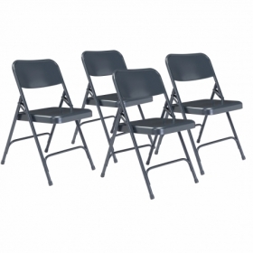 NPS® 200 Series Premium All-Steel Double Hinge Folding Chair, Char-Blue (Pack o