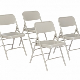 NPS® 300 Series Deluxe All-Steel Triple Brace Double Hinge Folding Chair, Grey