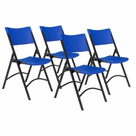 NPS® 600 Series Heavy Duty Plastic Folding Chair, Blue (Pack of 4)