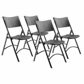 NPS® 600 Series Heavy Duty Plastic Folding Chair, Black (Pack of 4)