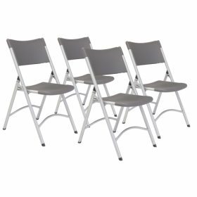 NPS® 600 Series Heavy Duty Plastic Folding Chair, Charcoal Slate (Pack of 4)