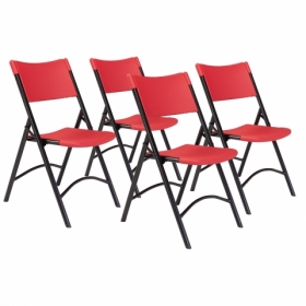NPS® 600 Series Premium Resin-Plastic Folding Chair, Red (Pack of 4)