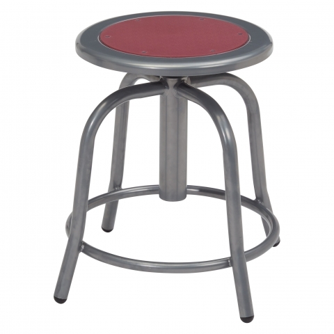 NPSÂ® 18â - 24â Height Adjustable Swivel Stool, Burgundy Seat and Grey Frame