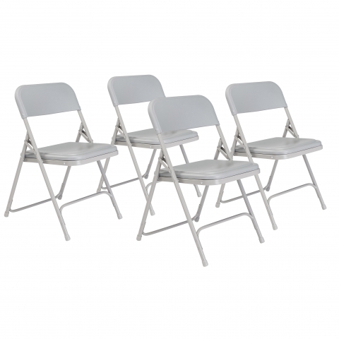 NPSÂ® 800 Series Premium Lightweight Plastic Folding Chair, Grey (Pack of 4)