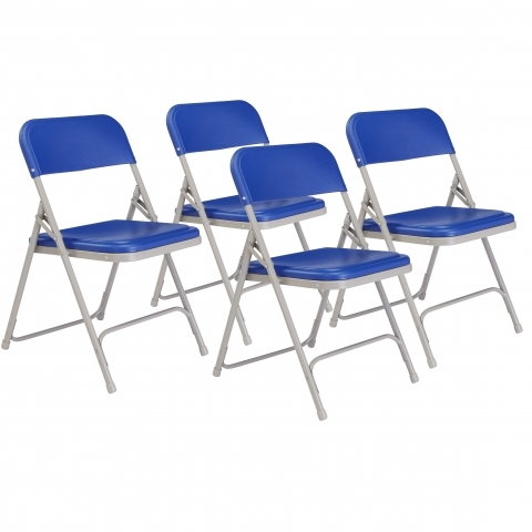 NPSÂ® 800 Series Premium Lightweight Plastic Folding Chair, Blue (Pack of 4)