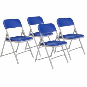 NPS® 800 Series Premium Lightweight Plastic Folding Chair, Blue (Pack of 4)