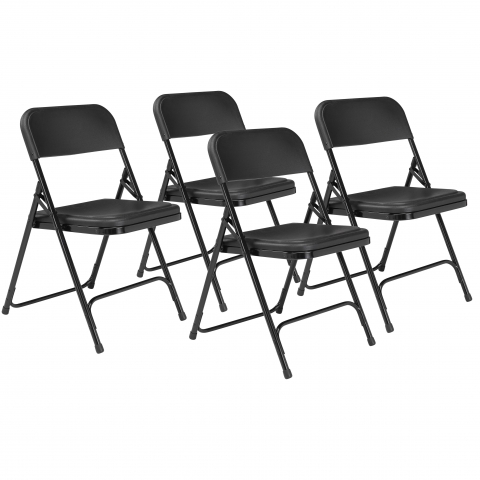NPSÂ® 800 Series Premium Lightweight Plastic Folding Chair, Black (Pack of 4)