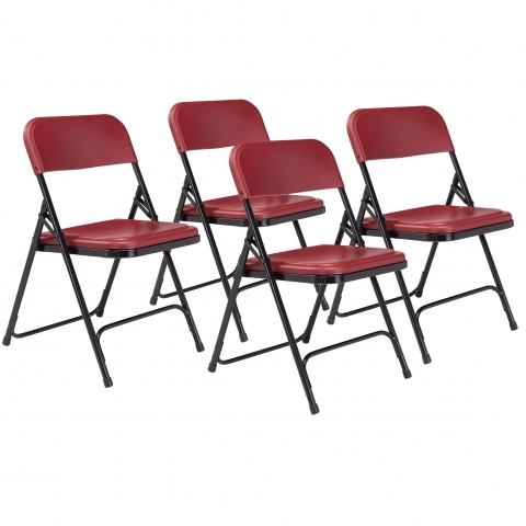 NPSÂ® 800 Series Premium Lightweight Plastic Folding Chair, Burgundy (Pack of 4)