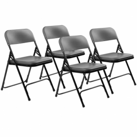 NPS® 800 Series Premium Lightweight Plastic Folding Chair, Charcoal Slate (Pack