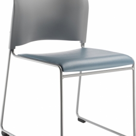 NPS® Cafetorium Plush Vinyl Stack Chair, Blue/Grey