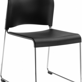 NPS® Cafetorium Plastic Stack Chair, Black