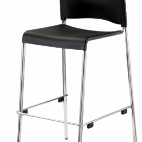 NPS® Cafetorium Bar Stool, Plastic Seat, Black