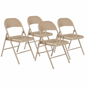 BASICS by NPS ® All-Steel Folding Chair, Beige (Pack of 4)