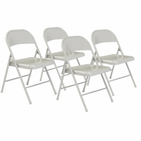 BASICS by NPS ® All-Steel Folding Chair, Grey (Pack of 4)