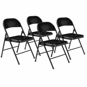 BASICS by NPS ® All-Steel Folding Chair, Black (Pack of 4)