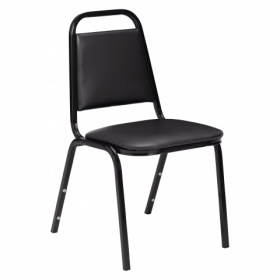 BASICS by NPS ® 9100 Series Vinyl Upholstered Stack Chair, Panther Black Seat/B