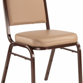 NPS® 9200 Series Premium Vinyl Upholstered Stack Chair, French Beige Seat/Mocha