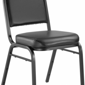 NPS® 9200 Series Premium Vinyl Upholstered Stack Chair, Panther Black Seat/ Bla
