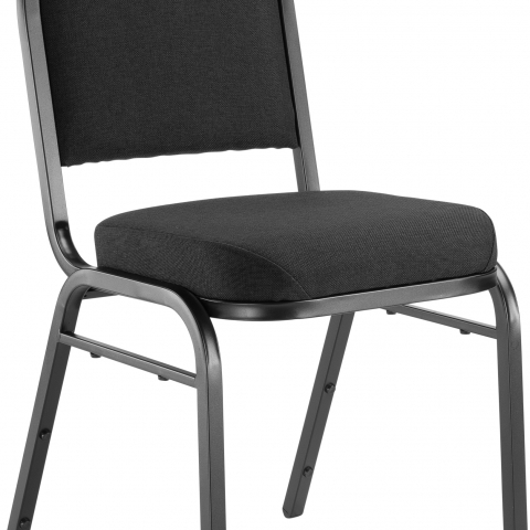 NPSÂ® 9200 Series Premium Fabric Upholstered Stack Chair, Ebony Black Seat/ Blac