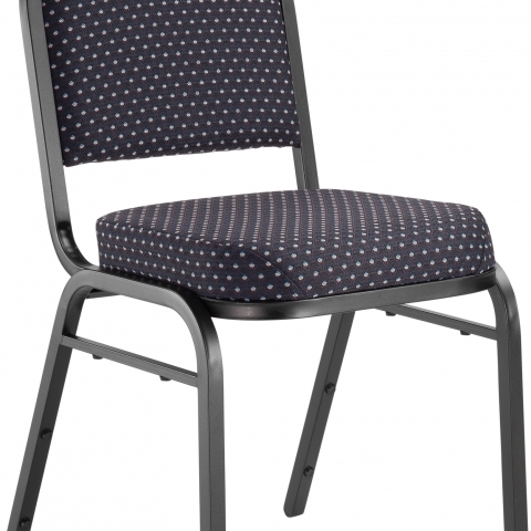 NPSÂ® 9200 Series Premium Fabric Upholstered Stack Chair, Diamond Navy Seat/ Bla