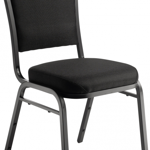 NPSÂ® 9300 Series Deluxe Fabric Upholstered Stack Chair, Ebony Black Seat/Black