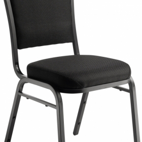 NPS® 9300 Series Deluxe Fabric Upholstered Stack Chair, Ebony Black Seat/Black