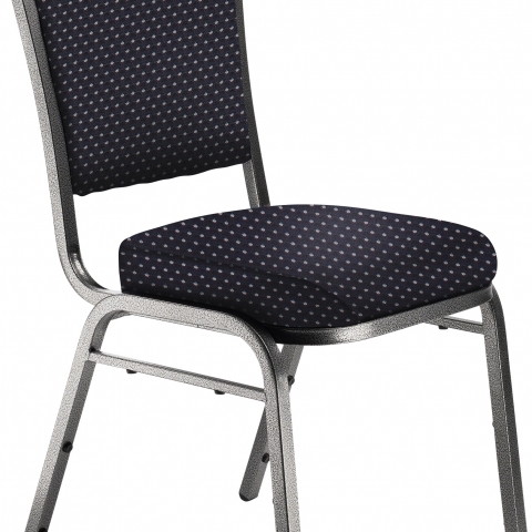 NPSÂ® 9300 Series Deluxe Fabric Upholstered Stack Chair, Diamond Navy Seat/Silve