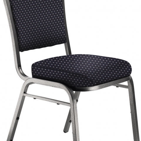 NPS® 9300 Series Deluxe Fabric Upholstered Stack Chair, Diamond Navy Seat/Silve