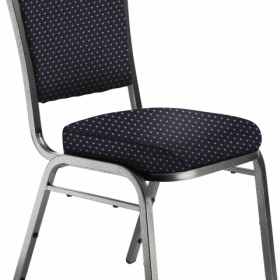 NPS® 9300 Series Deluxe Fabric Upholstered Stack Chair, Diamond Navy Seat/Silve
