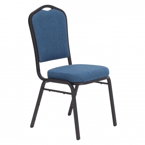NPSÂ® 9300 Series Deluxe Fabric Upholstered Stack Chair, Natural Blue Seat/Black