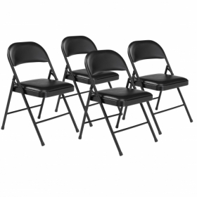 BASICS by NPS ® Vinyl Padded Steel Folding Chair, Black (Pack of 4)