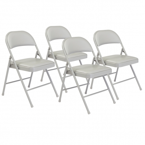 BASICS by NPS Â® Vinyl Padded Steel Folding Chair, Grey (Pack of 4)