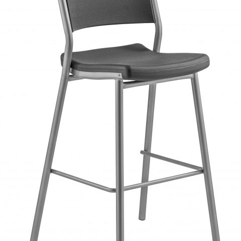 NPS® Café Time Stool, Charcoal Slate Top & Silver Frame