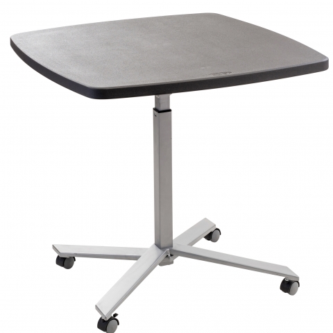 NPSÂ® CafÃ© Time Adjustable-Height Table, Charcoal Slate Top &amp; Silver Frame