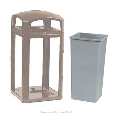 Rubbermaid FG397500DWOOD Trash Receptacle, Outdoor/Indoor