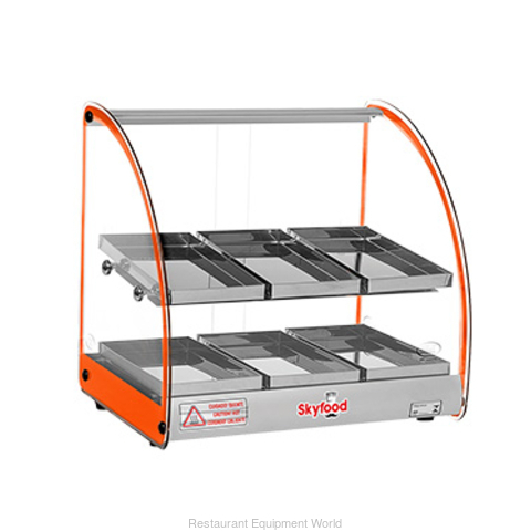 18in FOOD WARMER DISPLAY CASE - DOUBLE SHELF - ORANGE - UL