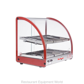 18in FOOD WARMER DISPLAY CASE - DOUBLE SHELF - RED - UL