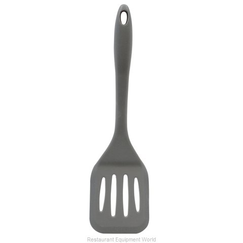 Tablecraft AM3314BK Antimicrobial 14 Stainless Steel Slotted Turner /  Spatula with Black Handle
