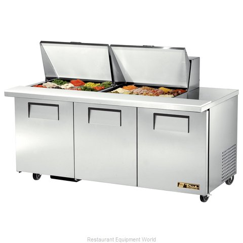 True TSSU-72-24M-B-ST-HC Refrigerated Counter, Mega Top Sandwich / Salad Unit