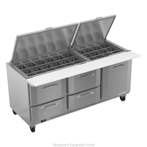 Victory VSPD72HC-30B-4 Refrigerated Counter, Mega Top Sandwich / Salad Unit