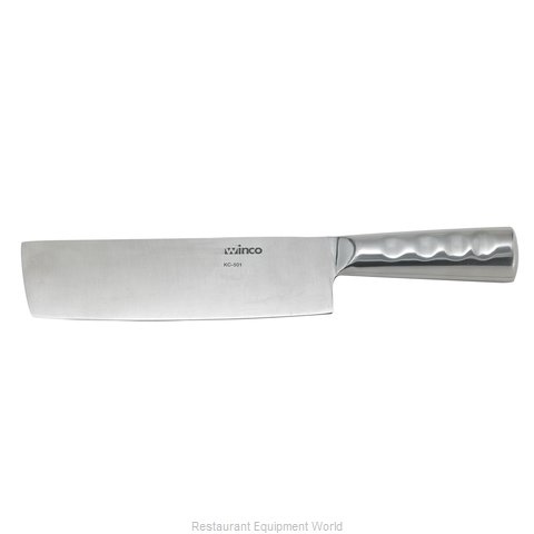 Winco KC-101 8 in. High-Carbon Stainless Chinese Cleaver w/ Wooden Handle 